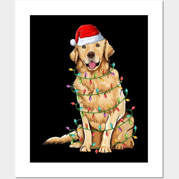 Golden Retriever Christmas Lights Xmas Dog Lover Wall Art by Magazine